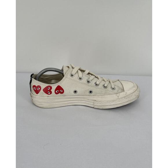 Converse Chuck Low Comme Des Garcons Play Heart Size 8 Women's White 162975C - Picture 8 of 15